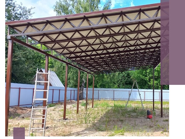 Односкатные навесы под ключ в Череповце — изготовление и монтаж