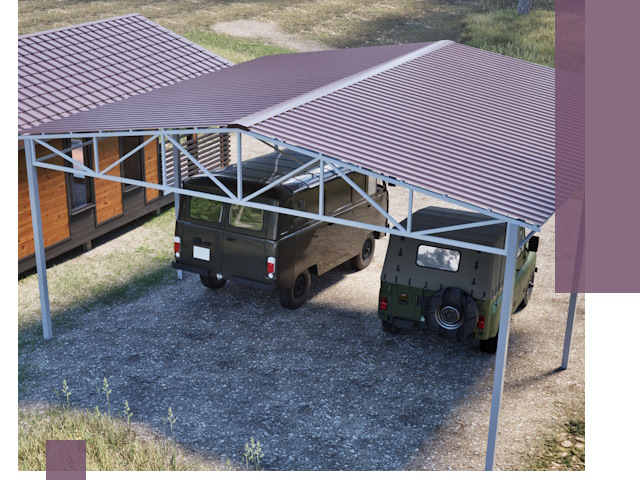 Двускатные навесы под ключ в Череповце — изготовление и монтаж